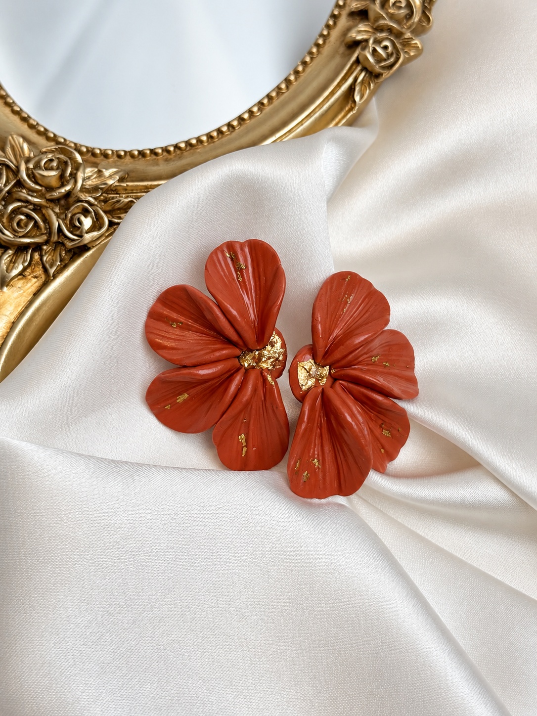 Terracotta Petals – Polymer Clay Earrings