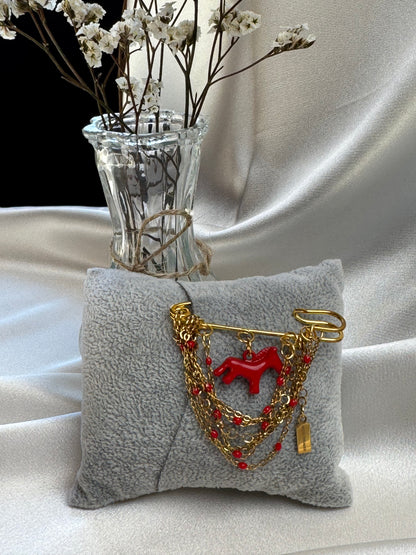 Red Horse Chain Brooch