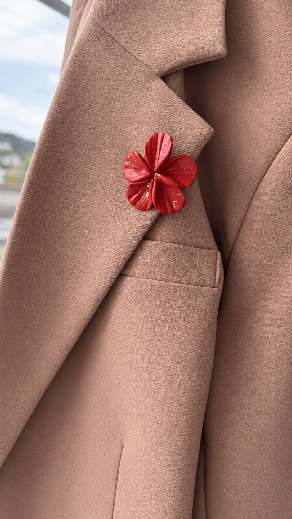 Terracotta Bloom – Polymer Clay Brooch