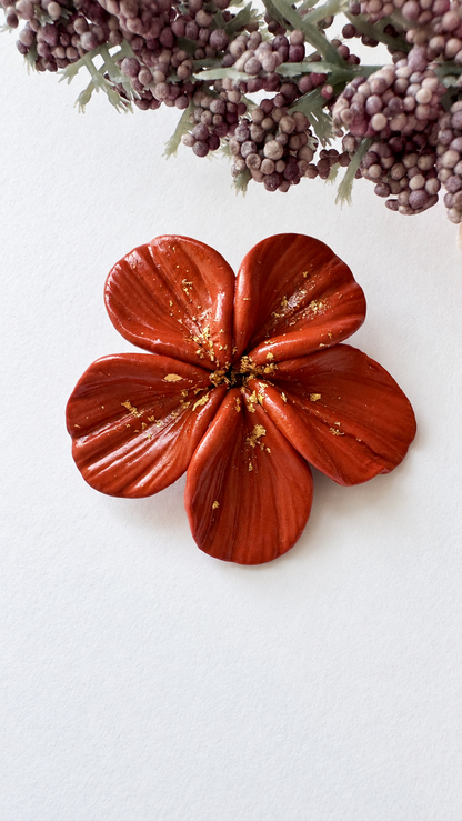 Terracotta Bloom – Polymer Clay Brooch