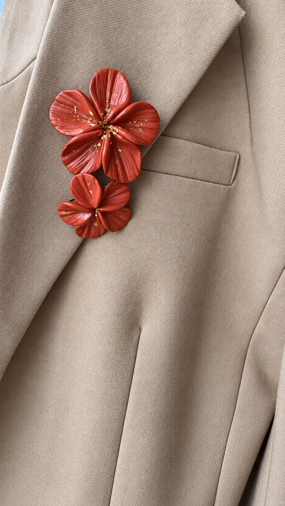 Terracotta Bloom – Polymer Clay Brooch