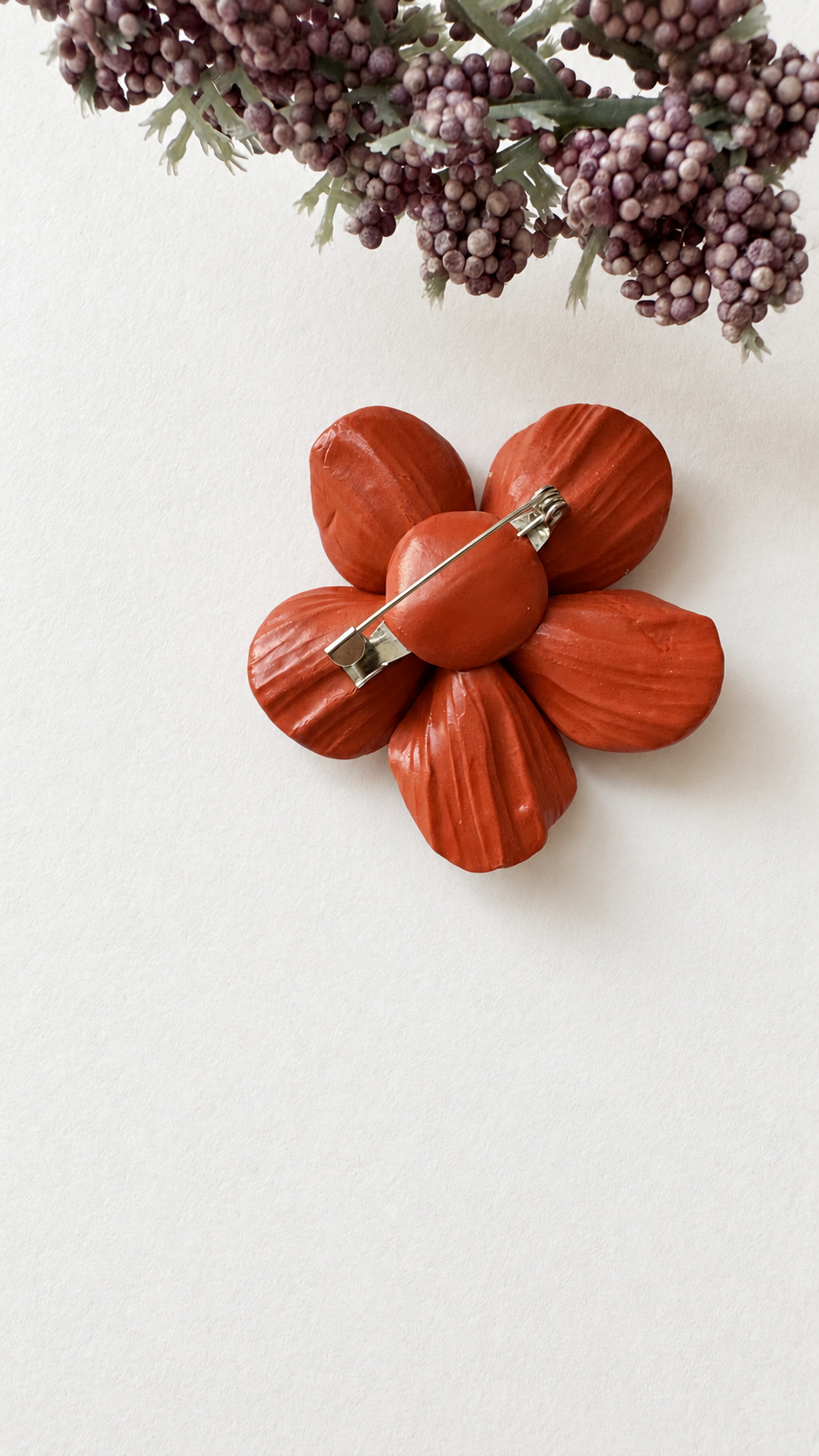 Terracotta Bloom – Polymer Clay Brooch