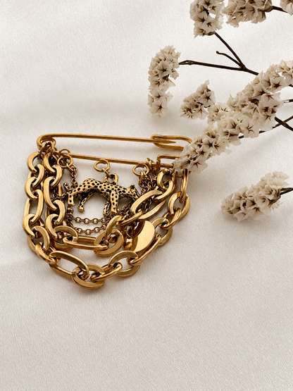 Golden Leopard Chain Brooch