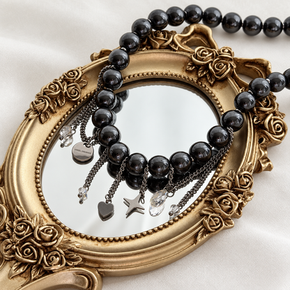 Hematite Bead Necklace with Dangling Charms