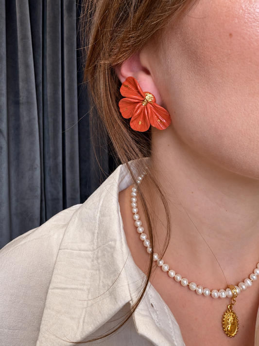 Terracotta Petals – Polymer Clay Earrings